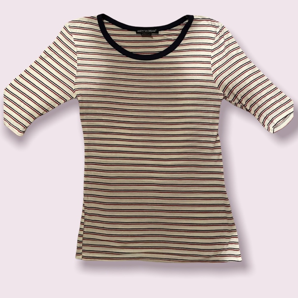 Red and blue stripped shirt